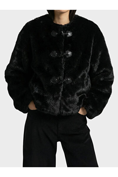Nelli Studio Tokalı Yuvarlak Yaka Suni Kürk Kaban