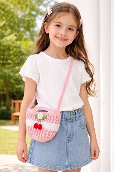 nazegram Çocuk örgü sepet çanta, çocuk çantası