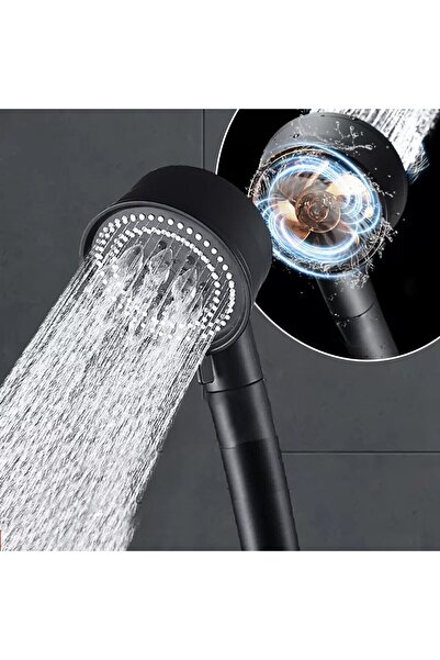 AKCAKESE Turbo Pervaneli 5 Fonksiyonlu Duş Başlığı Duş Hortumu 150 Cm ve Mafsal Set