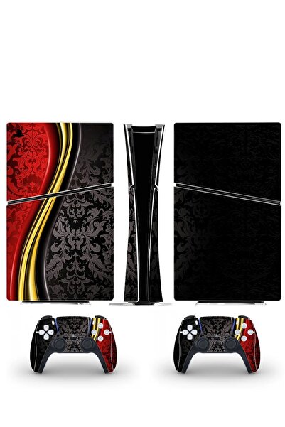 Genel Markalar Kırmızı-Siyah Modern Playstation 5 Slim Disk Versiyon Sticker ...