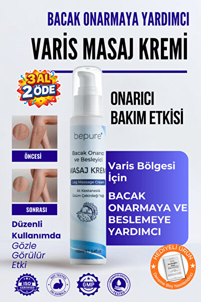 Bepure Varis Bölgesi Için Bacak Onarmaya Yardımcı Ve Besleyici Varis Masaj Kr...