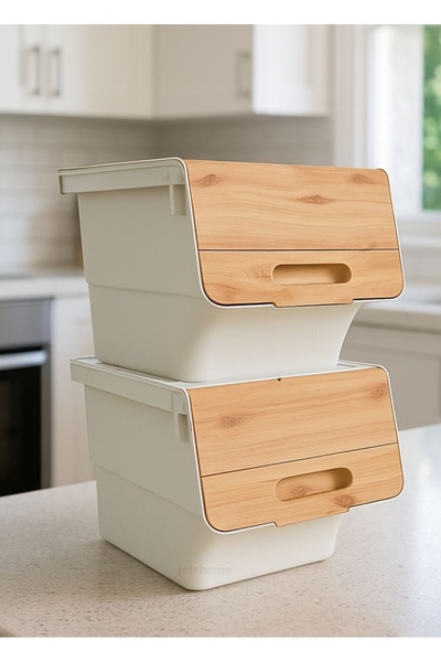 Jet's Home 2’li Bambu Tekerlekli Sebzelik Patates Soğan Sepeti Şık Organizer ...