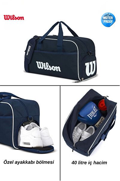 Wilson Navy Blue Sports Bag 40 Liter Travel Bag Hand Suitcase