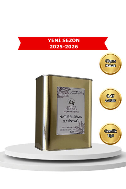 Bahçe Piladar Olgun Hasat Natürel Sızma Zeytinyağı 3 LT Teneke (2025-2026 Hasat)