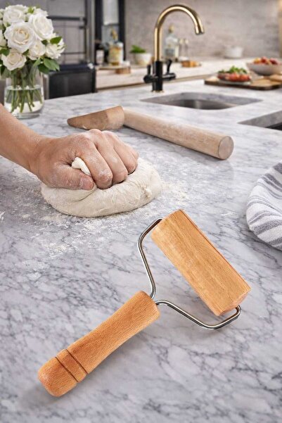 Kaşbaşı Home Ahşap Saplı Rulo Hamur Açıcı Merdane Pürüzsüz Oklava Pizza Börek...