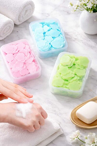 AKCAKESE 100 Yaprak Parfümlü Eriyen Mini Kağıt Sabun Öğrenci Çocuk Okul Dezen...