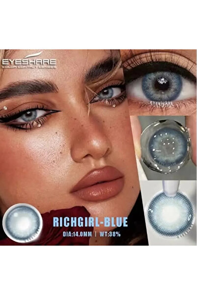 Eyeshop RICHGIRL BLUE MAVİ TONDA DAMARLI DOĞAL GÖRÜNÜMLÜ KOZMETİK AMAÇLI Kula...