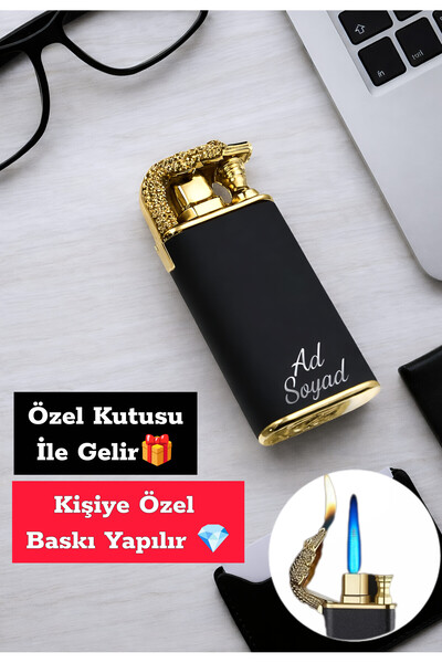 TrendÜrünlerim Kişiye Özel Isimli Timsah Başlıklı Çift Ateşli Çakmak