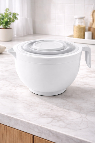 Melkan Home وعاء خلط ووعاء خلاط بغطاء - 3 لتر، غطاء ذكي مضاد للتناثر، خالٍ من...