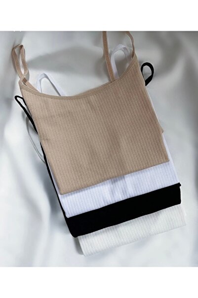 Twentyipek 4 bucăți basic material reiat Tricou cu bretele din frânghie Econo...