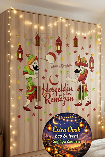 Kt Grup Ramazan Ayı Hacivat Karagöz Kapı Cam Duvar Sticker Seti