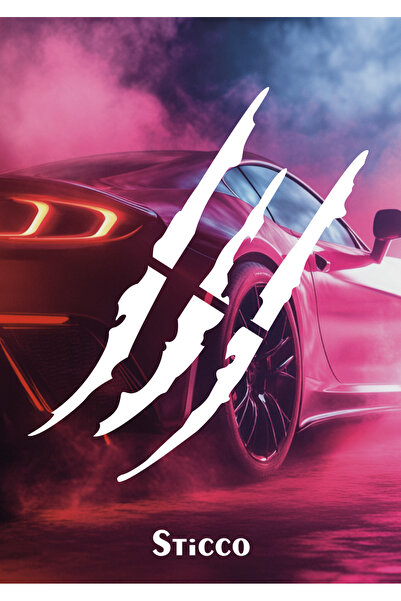 Sticco Monster Pençe - Oto Sticker Araba Far Sticker Siyah - Beyaz 30 X 10 Cm