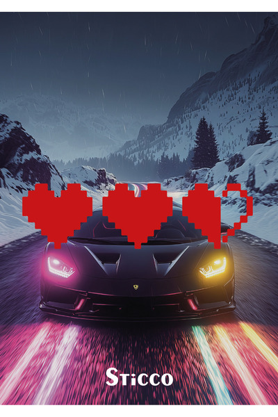 Sticco Pixel Art Sticker Kalp JDM Araba-Motosiklet Cam Etiket Sticker 20x5,6cm