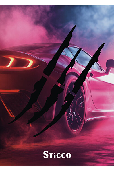 Sticco Monster Pençe - Oto Sticker Araba Far Sticker Siyah - Beyaz 30 X 10 Cm