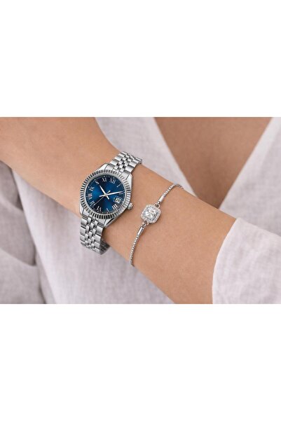 SEES AKSESUAR Gümüş Kadın Metal Kol Saati - Gümüş Kaplama Taşlı Bileklik Hedi...