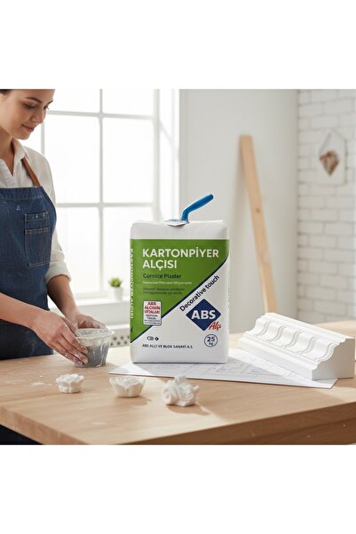 ABS ultra beyaz dekoratif kartonpiyer ve hobi alçısı (2 kg) - pürüzsüz doku k...