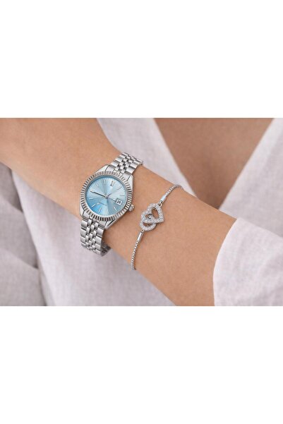 SEES AKSESUAR Gümüş Kadın Metal Kol Saati - Gümüş Kaplama Taşlı Bileklik Hedi...
