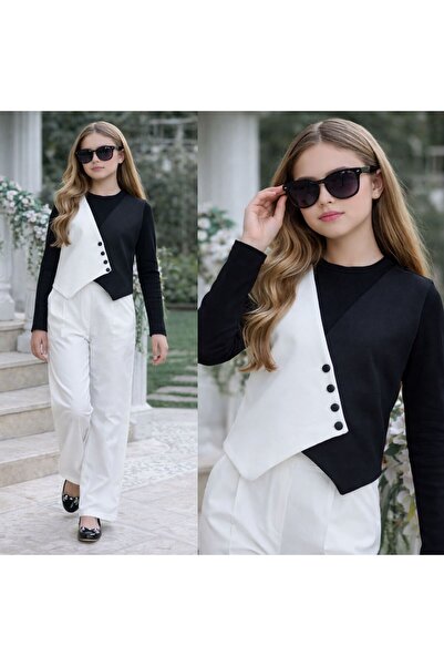 KOKOŞ BEBEK Set pentru fete cu design alb-negru 3 piese |   6/16 ani (1 MĂRIM...