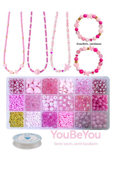 By MO Accessories Çocuklar Için Pembe Boncukla Takı Yapma Seti -hobi Boncuk Y...