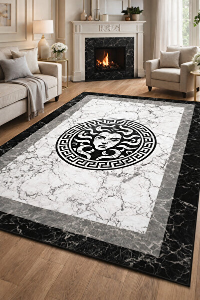 Emiroğlu Medusa Motif Mermer Zemin Süngerli , Kalın Yüzey Makinede Yıkanabili...