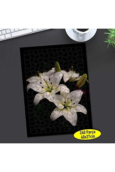 Genel Markalar Beyaz Lilyum Çiçek 240 Parça Puzzle Yapboz Tablo-63699943
