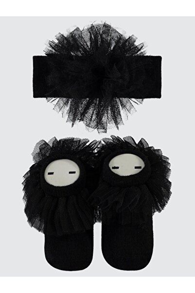 Civil Baby Tüllü Çorap ve Bandana 0-24 Ay Bebek Kız Çorap Set - Siyah Standart