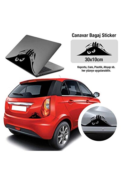 Genel Markalar Monster Bagajdan Çıkan Canavar Sticker - Araç Oto Araba Etiket...