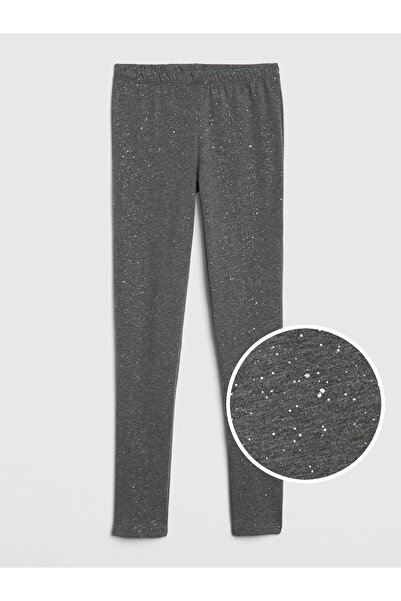 GAP Kids Kız Çocuk kırçıllı koyu gri Pırıltılı Streç Jarse Tayt