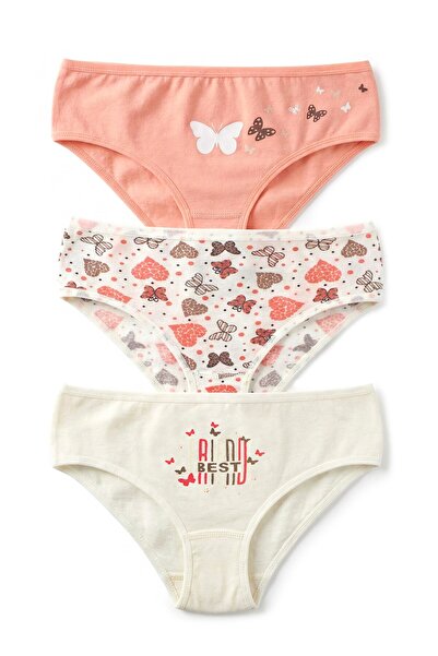 Öts Set de 3 chiloți din bumbac-lycra cu imprimeu fluture pentru fete