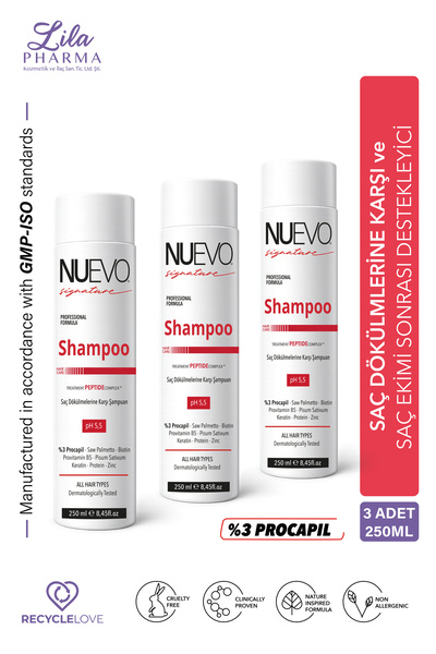Nuevo Signature 3 Pieces 3% Procapil Shampoo - Anti-Hair Loss and After-Hair ...