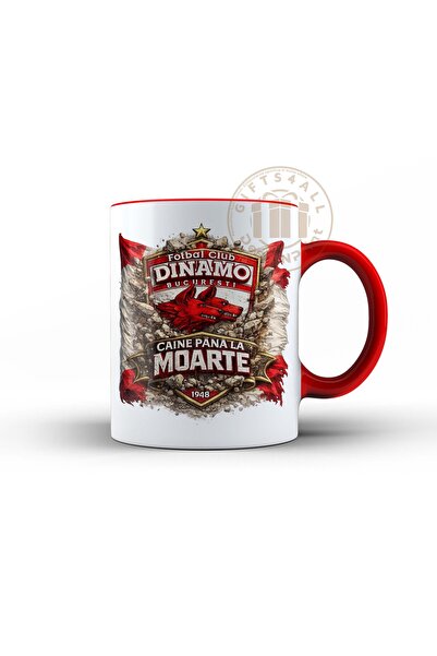 GIFTS4ALL Ceramic Mug 330 ml – Red & White Fan Design, Inspired by Dinamo Spirit