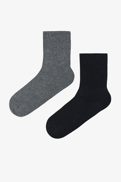 Penti Siyah Gri Towel Tennis 2li Soket Çorap