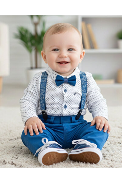 voyyo kids baby Baby Boy Bow Tie Shirt Linen Trousers Hanging Holiday Top and...