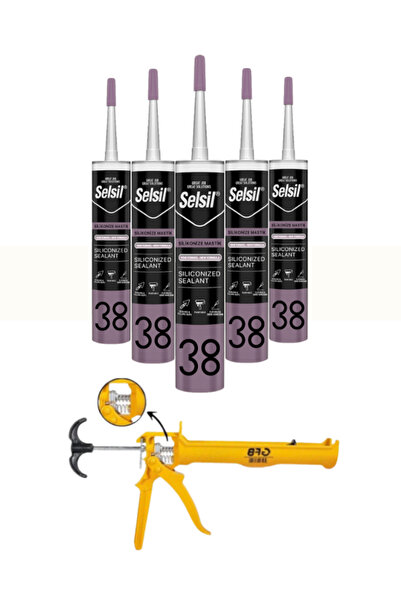 Selsil Silikonize Beyaz Mastik 500 Gr. 5 Adet + Gfb Alüminyum Silikon Tabancası
