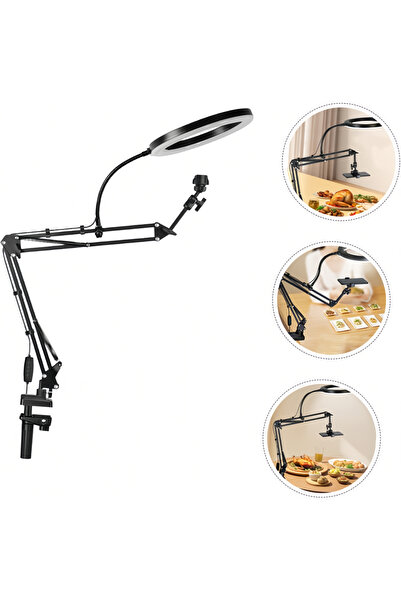 Generic رينج لايت مع ذراع مرنة وحامل جوال للبث المباشر، إضاءة احترافية للتصوي...