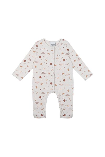 Antebies Organic White Sweet Dreams Moon Patterned Snap Fastener Long Sleeve ...