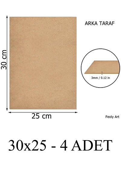 Feoly Art 3 mm 25x30 MDF Plaka (4 ADET) - Hobi, Maket, Ahşap El Sanatları İçi...