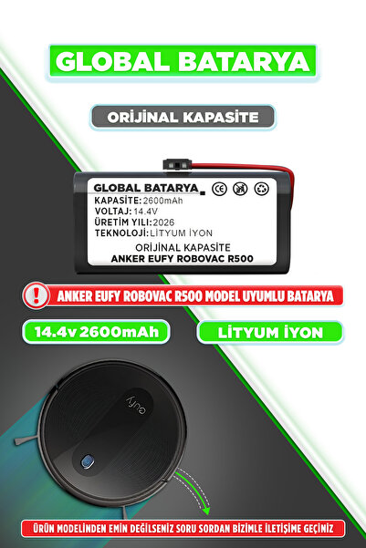 GLOBAL BATARYA Eufy Robovac R500 Uyumlu Akıllı Robot Süpürge Bataryası 14.4v ...