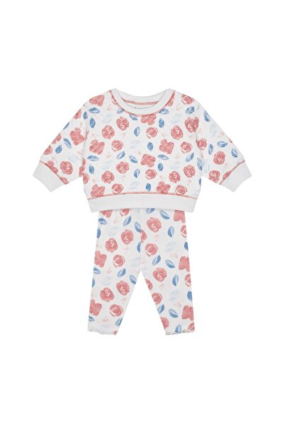 Antebies Organic Watercolor Floral Pattern Cuffed Baby Girl Sweatshirt Leggin...