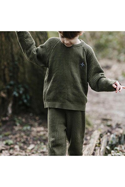 Antebies Khaki Houndstooth Embroidered Sweater and Trousers - Compass S