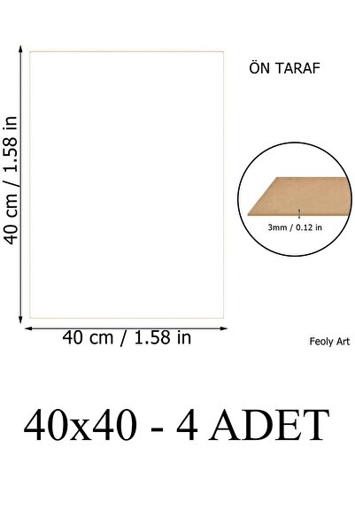 Feoly Art 3 mm 40x40 MDF Plaka (4 ADET) - Hobi, Maket, Ahşap El Sanatları İçi...