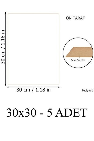 Feoly Art 3 mm 30x30 MDF Plaka (5 ADET) - Hobi, Maket, Ahşap El Sanatları İçi...