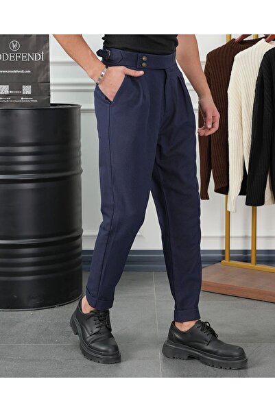 MODEFENDİ Pantaloni slimfit din bumbac tricotat, plisați, cu talie înaltă, al...