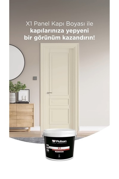 Polisan X1 Amerikan Panel Kapı Boyası Beyaz Ipeksi Mat Son Kat Boya 0,75l