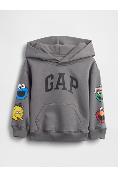 GAP Erkek Bebek Gri VintageSoft Sesame Street Logo Sweatshirt