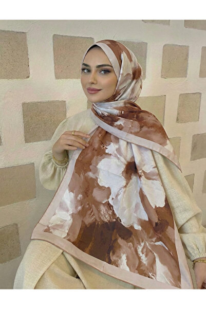 moodşal Kahve Tonları kahverengi büyük çiçekli Şal