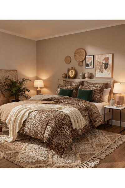 Helen George Leo - Leopar Desenli Çift Kişilik Nevresim Seti