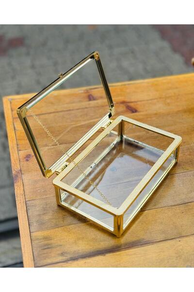 Genel Markalar Cam Kutu Sunumluk Kapaklı Sandık Çikolata Şeker Ve Takı Kutusu...