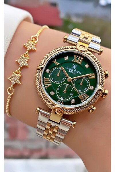 Daniel Klein ساعة يد نسائية باللون الذهبي وسوار هدية