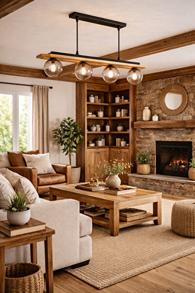 Apliqa Lustra HubRom, MEGGY 4174-04-WD 71x80 cm 4xG9 Lemn